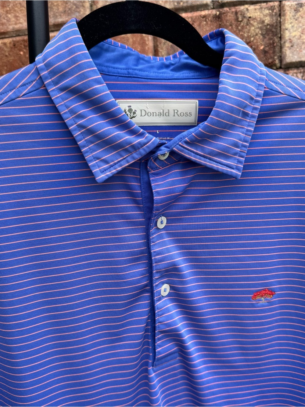 Donald Ross Men's Blue Striped Performance Golf Polo Shirt - Picture 3 of 7